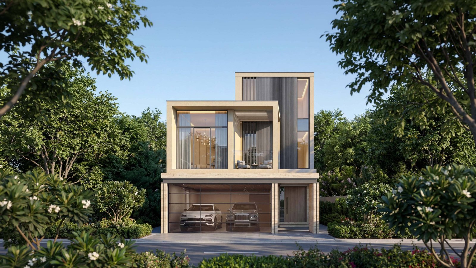 Modern G+1 and G+2 villa structures at The Terraces at Sobha City Abu Dhabi, UAE reflecting upscale family living.